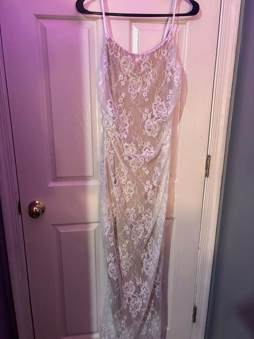 Lace Dress White Champagne Large Jr